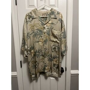Men's Tommy Bahama XL Elegant Psychedelic Flowers Abstract Silk Hawaiian Shirt